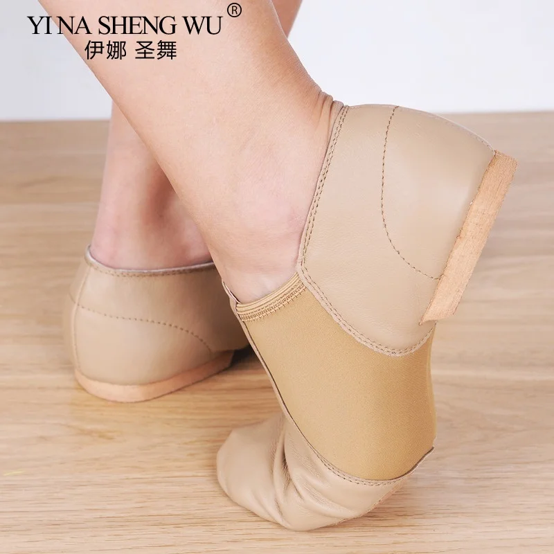 Chaussures de danse Jazz en cuir véritable, baskets de ballet à semelle antidérapante noire beige, de haute qualité pour adultes, pour filles et femmes