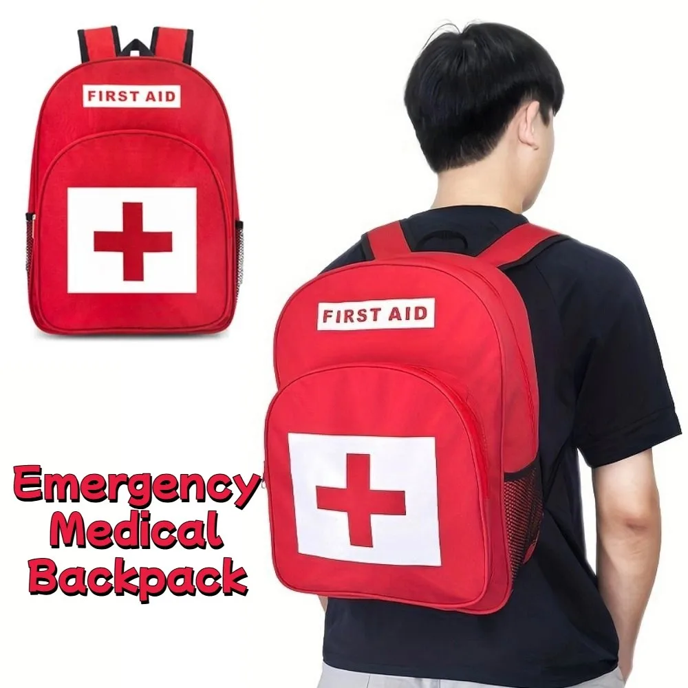 

Empty Emergency Medicine Backpack Anti-Scratch Red Outdoor Rescue Bags Nylon Large Capacity First Responder Trauma Bags