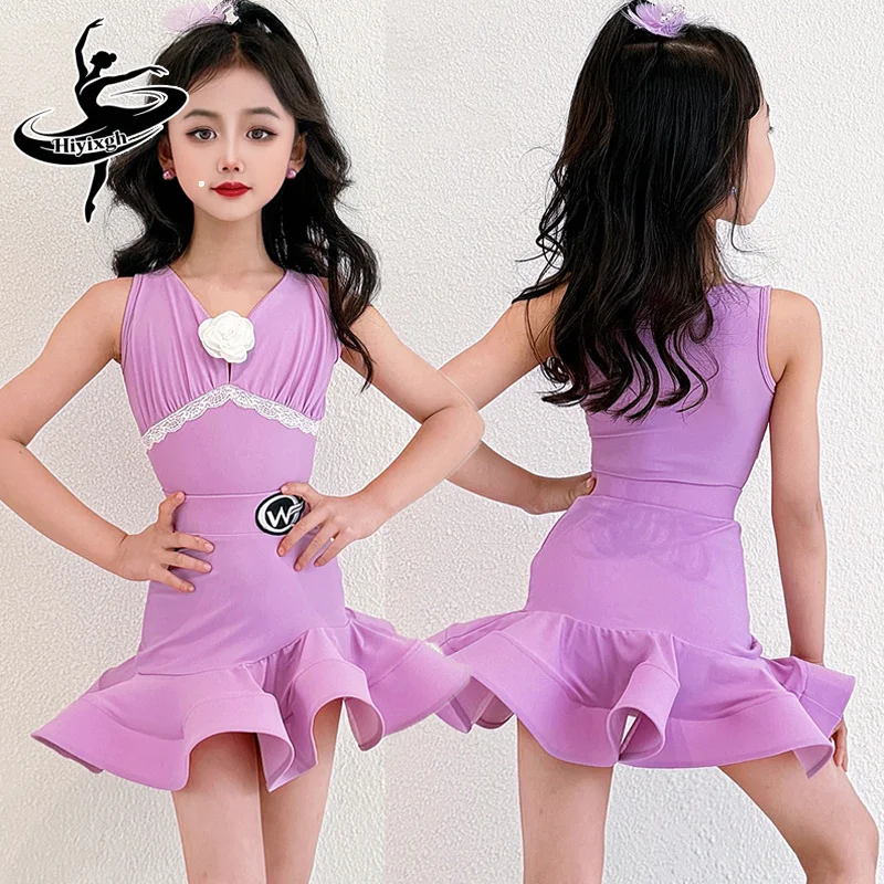 

Kids Salsa Latin Dance Dress Girls Standard Rumba Tango Samba Latin Dance Costume Girls Ballroom Dance Competition Dresses