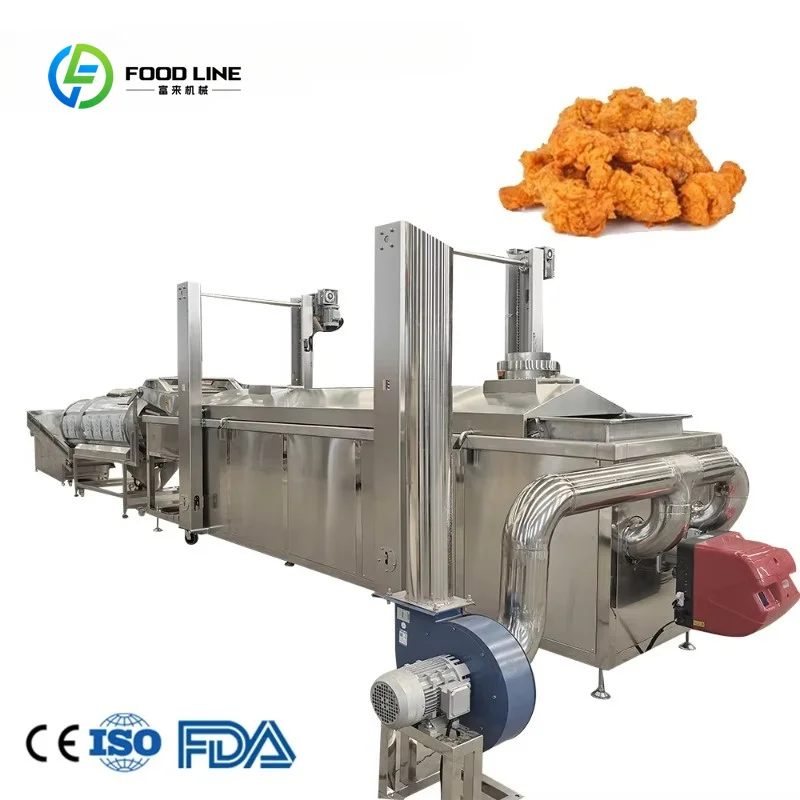 Customized Fried Chicken Equipment Chicken Nuggets Frying Machine Conveyor Belt Frying Machine