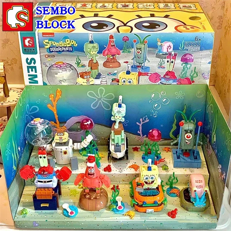 sembo-spongebob-squarepants-patrick-star-building-block-set-kawaii-animation-peripheral-children's-toys-birthday-gift-ornaments