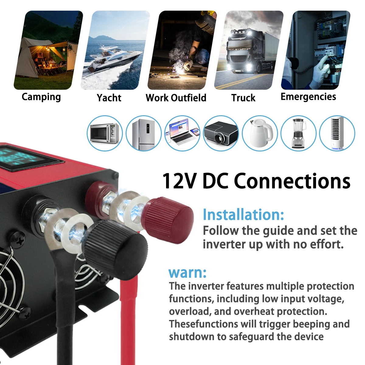 4000W Pure Sine Wave Inverter 12V 110V DC 12v/24v To AC 110v Voltage Converter Car Solar Power Inverter