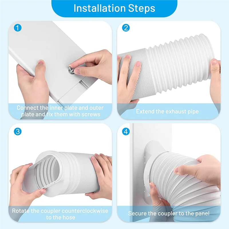 【Flash Sale】Portable Air Conditioner Window Vent Kit With 5.9In Exhaust Hose Seamless Adjustable Sliding Door AC Kit Window Seal