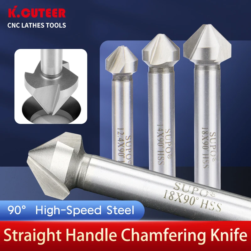 Broca Escareadora Hss de Flautas 4.550 mm Ferramentas de Chanfradura de 90 Graus Cortador de Madeira Metal Ferramenta de Perfuração para Madeira e Aço