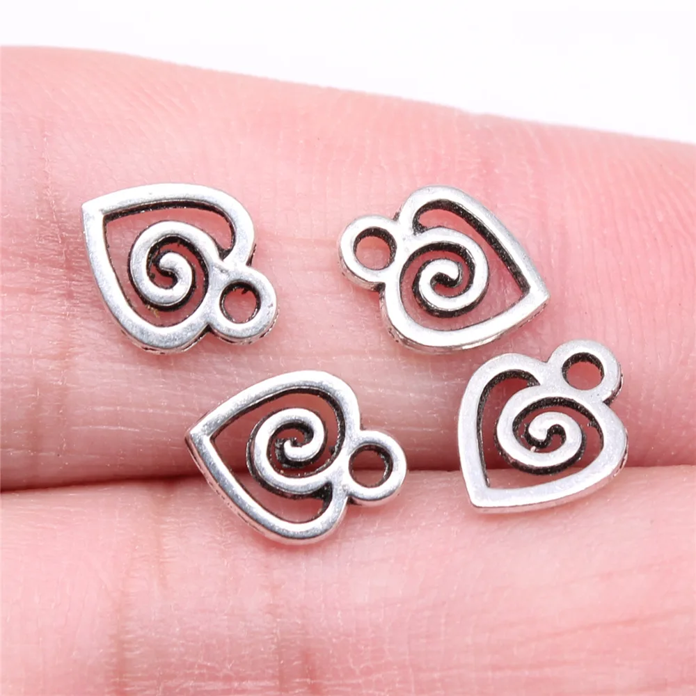 40pcs 10*7mm Witch Rebirth Sign Whirlpool Swirl Heart Charms For DIY Jewelry Making DIY Handmade Craft