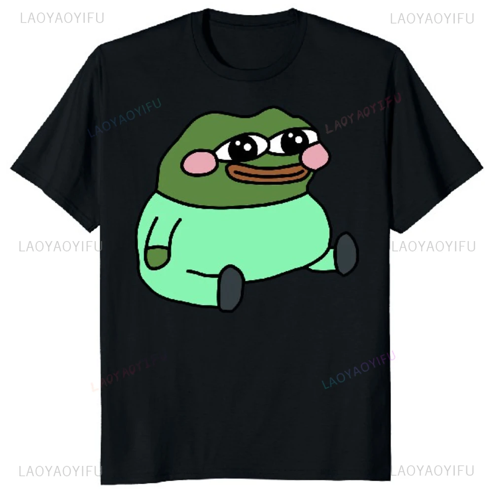 NEW LIMITED Pepe The Frog Blush Funny Classic Novelty Printed T Shirt Tops Cute Pepe Frog Tops Tee Shirt Unisex Cotton Tee