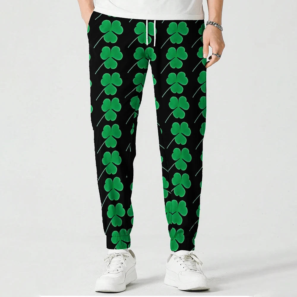 MSIEESO Irish Clover Pattern St.Patricks Day Printed Long Pants Fashion Trousers Men Women Casual Sweatpant Male Jogging Pants