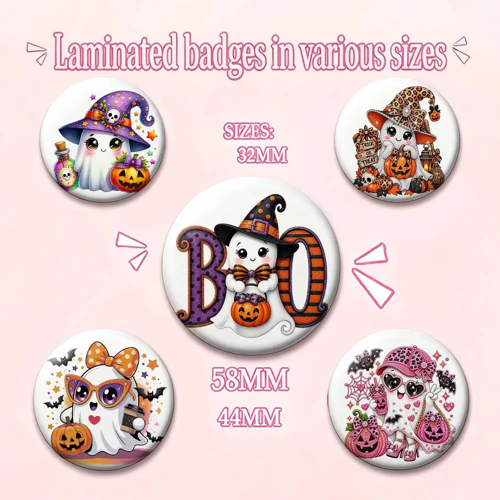 S-Sparkling Ghost pattern Laser Badge Creative Pins Brooch for Bag Clothes Hat Decor Gifts Fans Collect