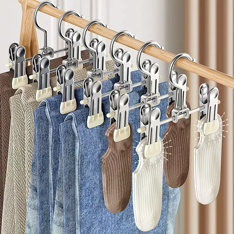 Seamless Stainless Steel Trouser Rack Adjustable Stainless Steel Shoe Rack Trouser Rack Boots Hanger Portable