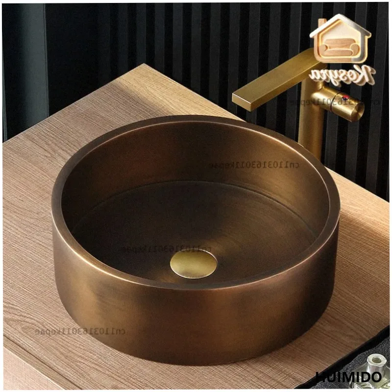 Xigang, bronze stainless steel washbasin KTV bathroom washbasin, basin bar, gold washbasin single basin