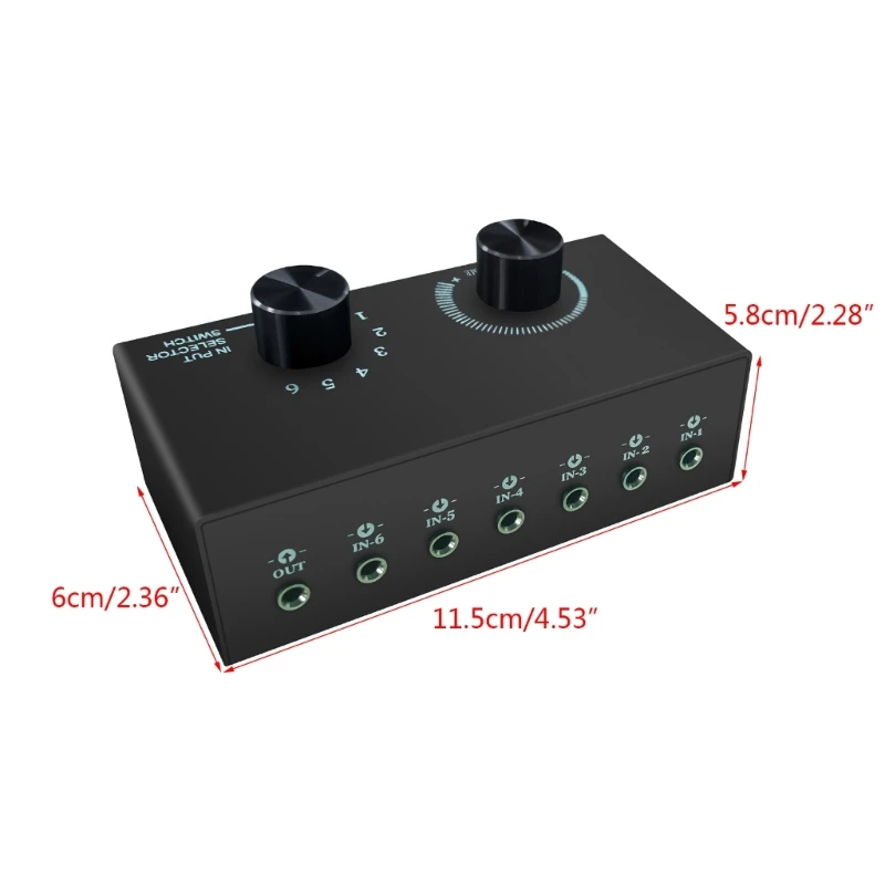 GV-AC004B 3.5mm Stereo Audio Switch Splitter Audio Share Active Speaker Audio Switch with Volume Adjustment Knob