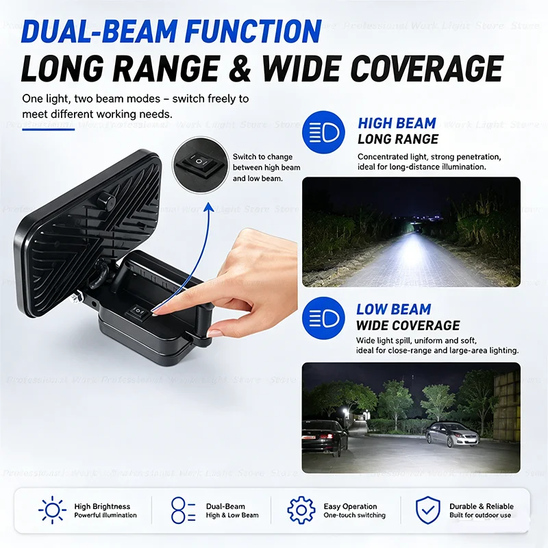 Battery-powered flashlight, compatible with Makita 3-, 4-, 5-, and 8-inch LED work lights, with a handle, ideal for outdoor