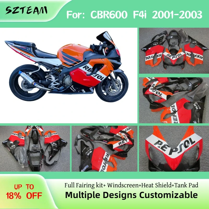 Fairing Kit Motorcycle CBR600F4i 2001 2002 2003 ABS Painted Fairings Injection Molding Fit for Honda CBR600 F4i 01 02 03