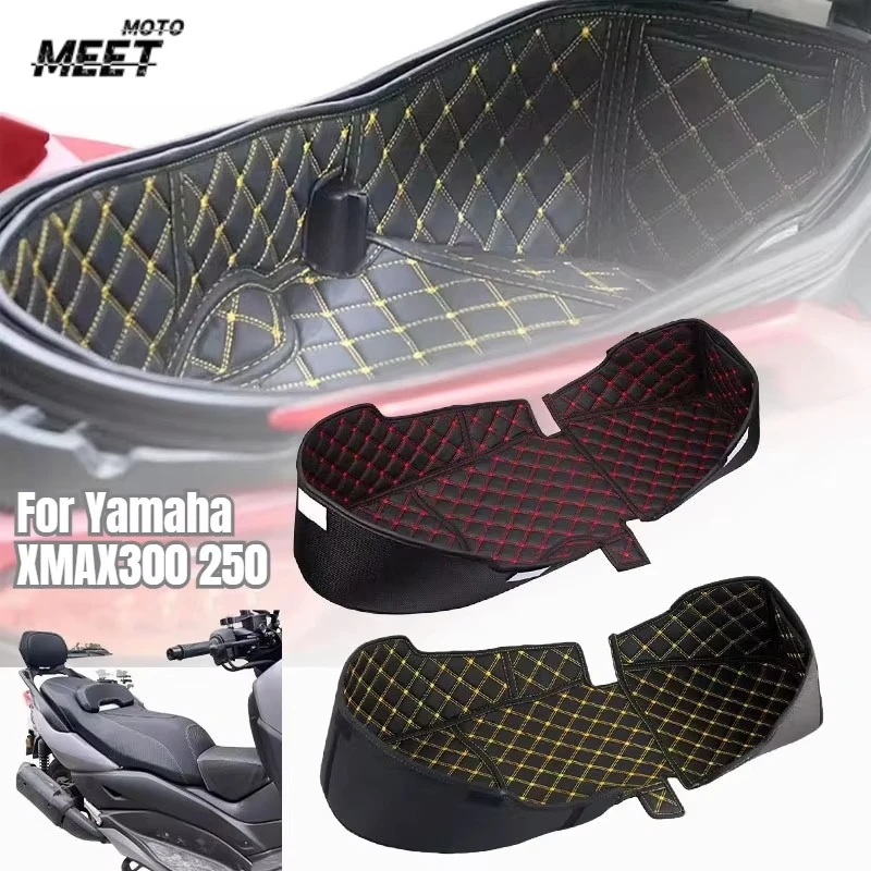 Seat Bucket Storage Box Leather Rear Trunk Cargo Liner Pad Protector for Yamaha XMAX300 250 Motorcycle Accessories Para Moto