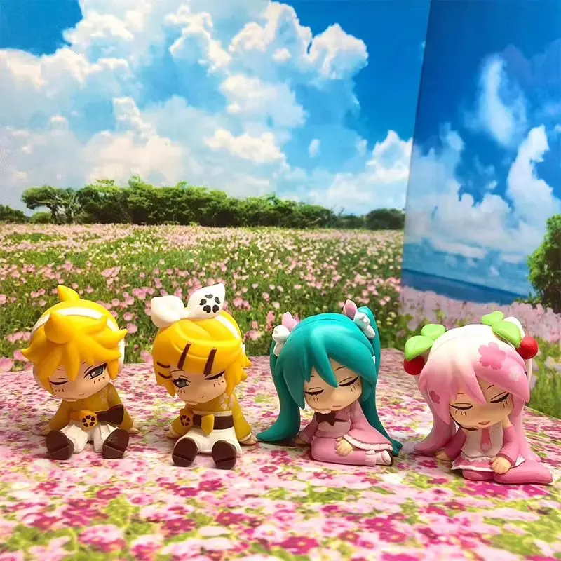 Genuine Hatsune Miku Gashapon Toys Shoulder On Shoulder Series 3 Kimono Sakura Hatsune Miku Kagamine Rin Len Mini Pvc Model Gift