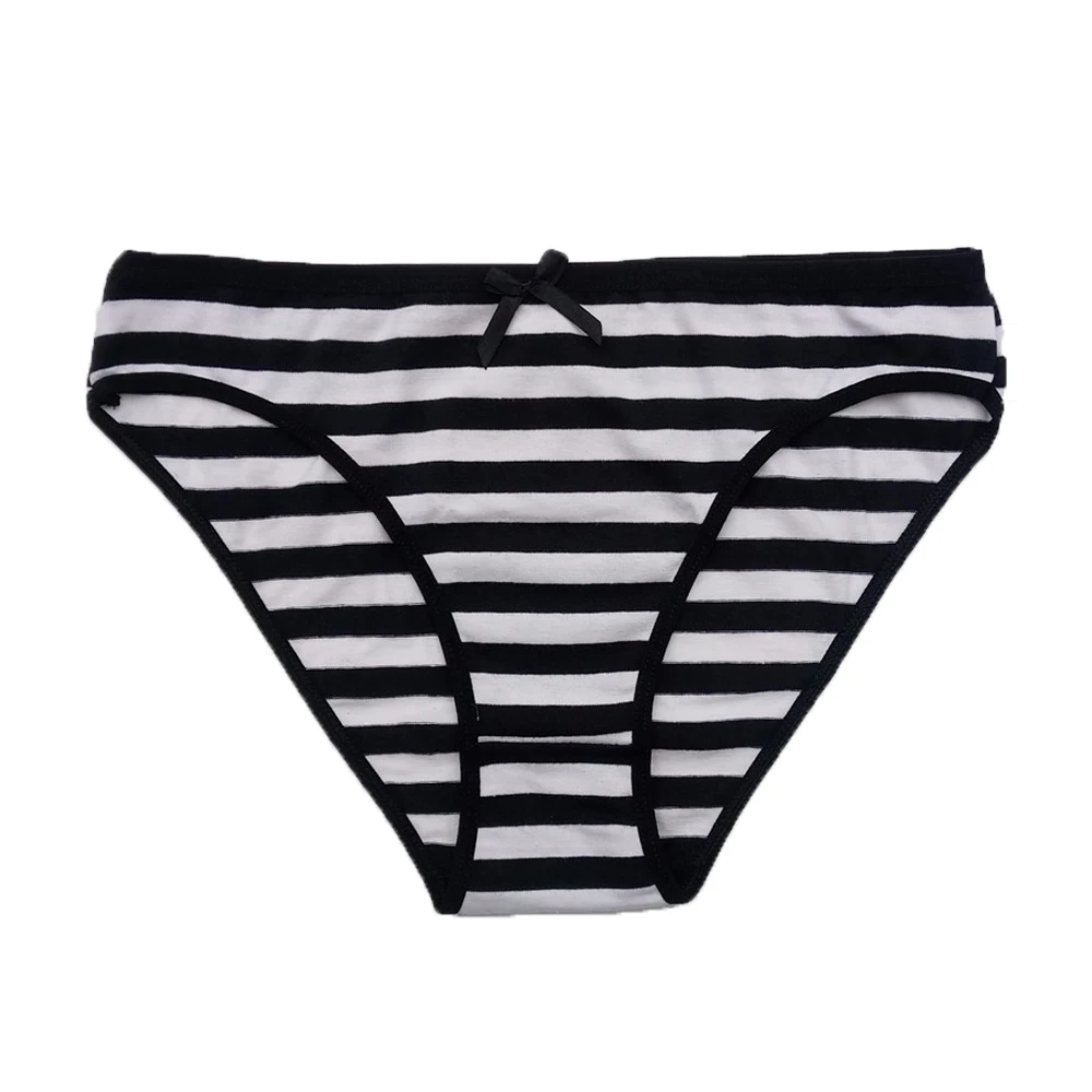 Woman Underwear Panties Women Sexy Low Waist Cotton Striped Briefs Intimates Lingerie 5 Pcs/lot