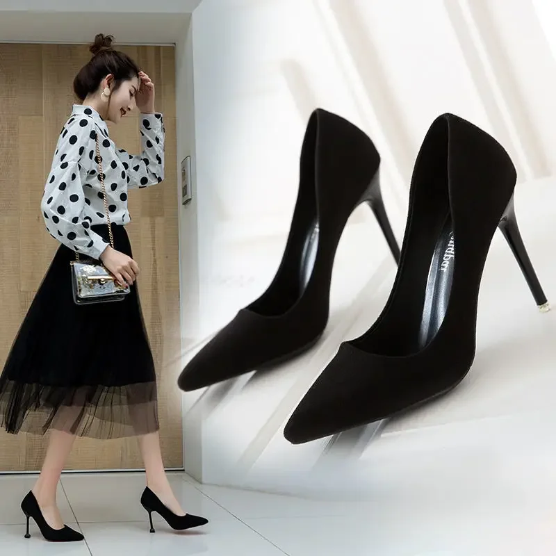 Women Shoes 2024 New Women Pumps Suede High Heels Shoes Fashion Office Stiletto Party Shoes Female Comfort Women Heels