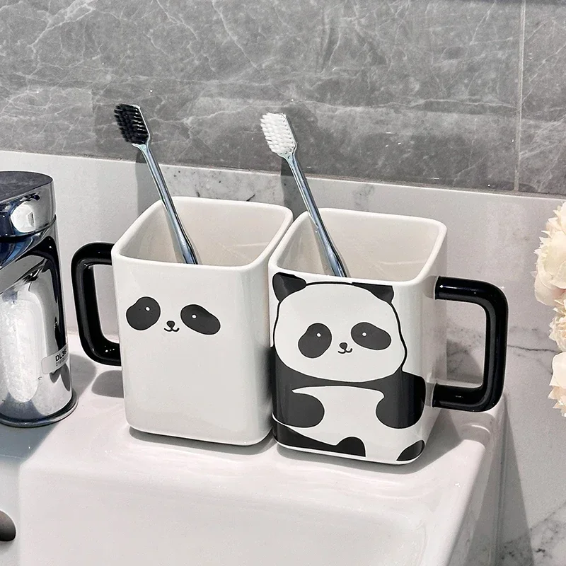 Cute Panda Ceramic Mug Creative Couple Brush Their Teeth Cup Home Bathroom Wash Cup Brush Their Teeth Cup Bathroom Decoration
