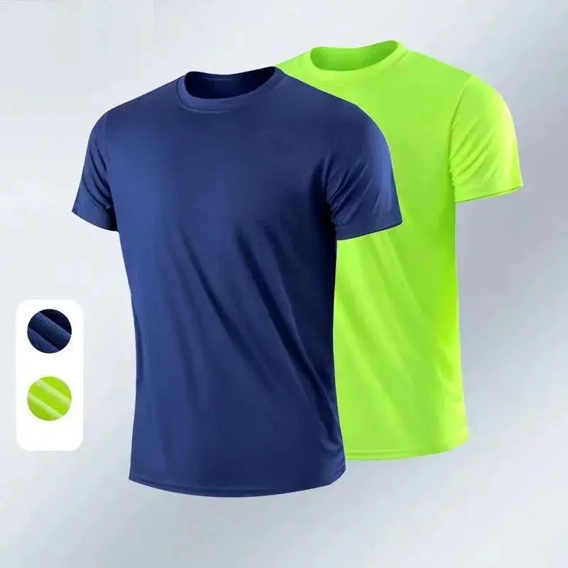 Men's Fashion  Ice Silk T-Shirt Casual Short Sleeve Ultra Slim Fit Youthful Style Henry Collar Nine Point Sleeve Length