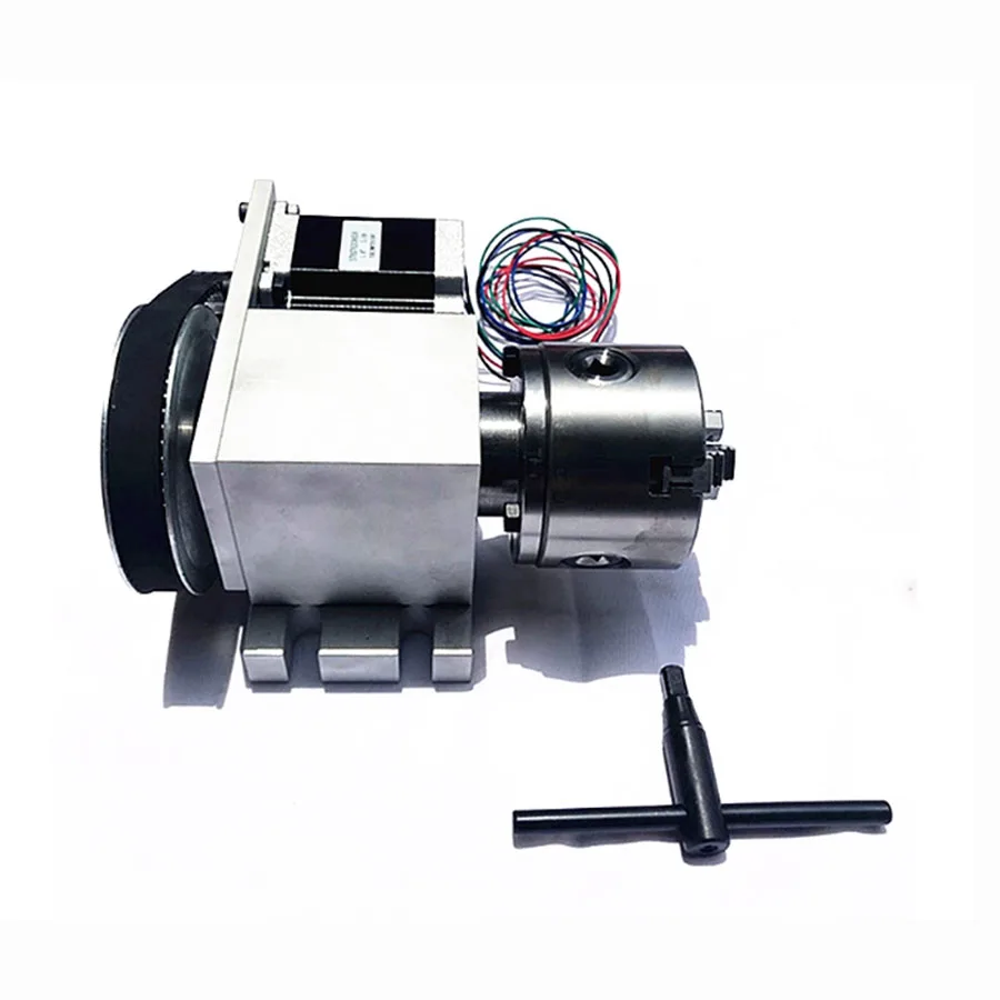 80 Chuck Carving Machine Rotating Axis Top Needle Tail Seat Fourth Axis A-Axis 4-axis CNC Dividing Head Stereoscopic Carving