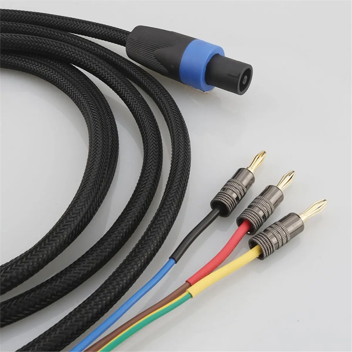 2026 New High Quality OFC Gold Plated Subwoofer Cable 3 Wire Sub Speaker Cable Speakon to Banana End for REL / MJ Acoustics