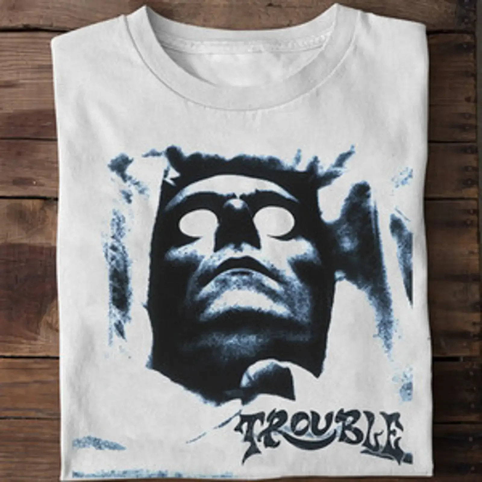 TROUBLE Simple Mind Condition White T Shirt All Size S 5Xl vintage Washed Breathable Unisex Versatile streetwear Stretched