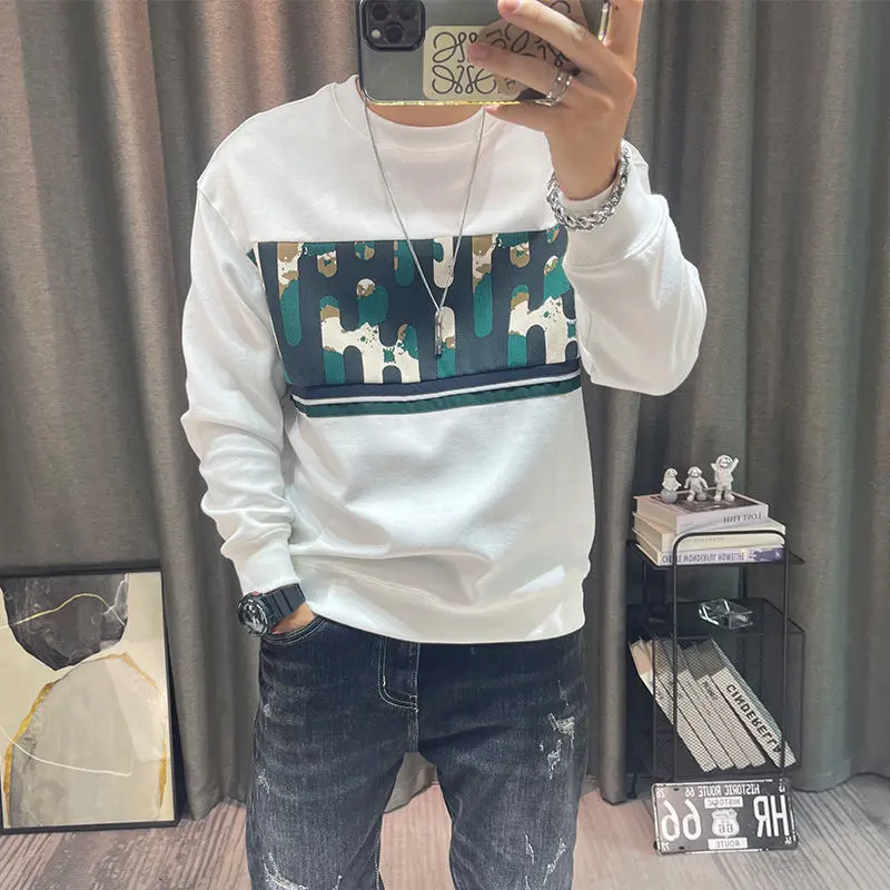 

Men's Clothing Black Hoodieless Sweatshirts for Man Print Pullover Top Graphic Polyester Designer Normal Fashion Trends 2024 New