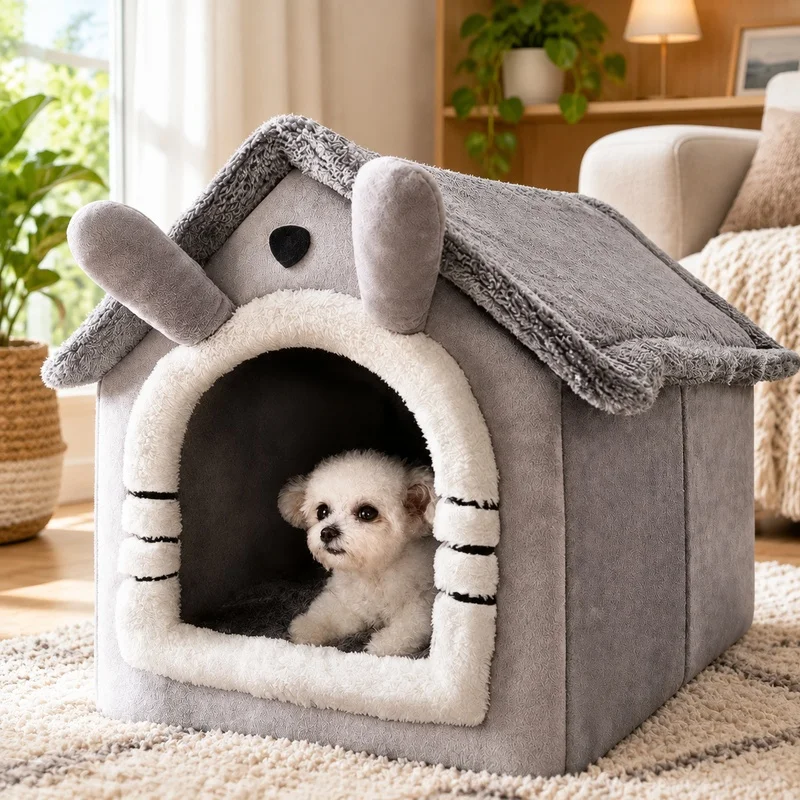 All-Season Soft Cushion Pet Tent for Dogs and Cats, Removable Washable Bed for Indoor Use