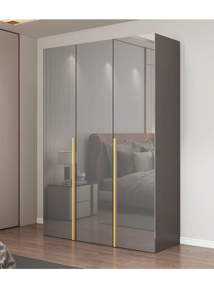 Light luxury paint high-gloss wardrobe modern minimalist bedroom cloakroom Nordic dressing table combination