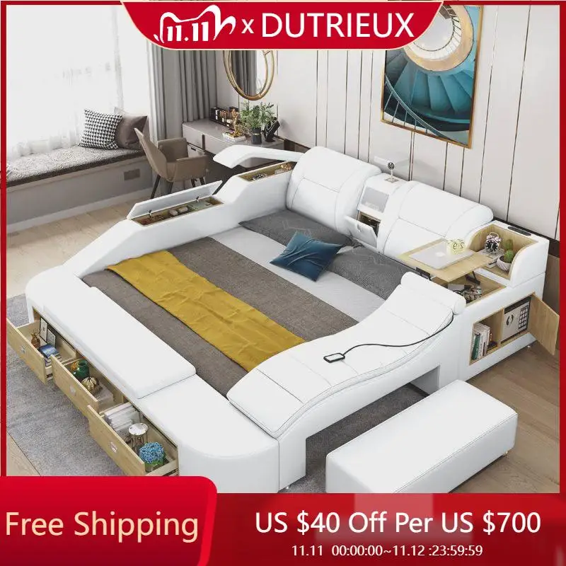 

Милая эстетичная кровать, белая кремовая деревянная современная мягкая удобная эргономичная роскошная кровать, модная мебель для дома Letto Matrimoniale