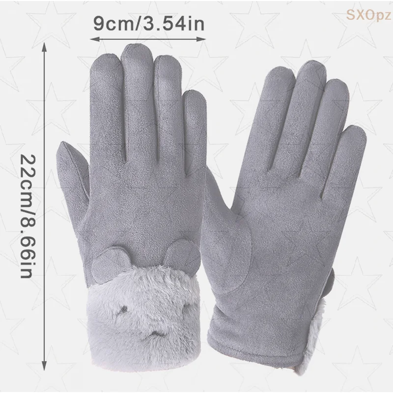 น่ารักผู้หญิงถุงมือฤดูใบไม้ร่วงฤดูหนาวขี่จักรยานกีฬากลางแจ้งถุงมือWindproofเย็บปักถักร้อยหน้าจอสัมผัสFull Fingerถุงมือ