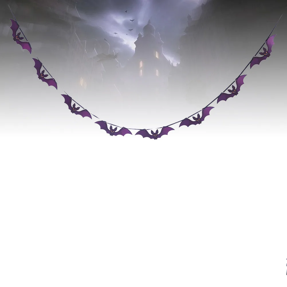 

Halloween Party Hanging Banner Bat Pattern Bunting Celebration Wall Office School Decoration Ceiling Window Garden Porch
