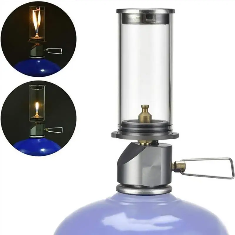 

BRS-55 Wickless Lamp Burner Windproof Dreamlike Candle Lamp Glass Shade Tent Lights Windproof Glass Tent Lantern Mantle