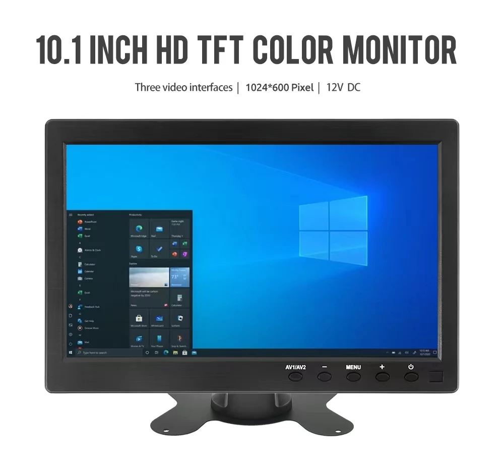 10.1Inch Car Hdmi Monitor for TV Portable PC VGA Display LCD Color Screen for Truck Backup Camera Home Security Monitor