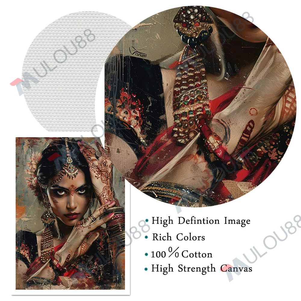 Traditional Indian Dance Art Poster And Print,Tamil Nadu Folk Dance, South India Cultural Artwork Canvas Painting Home Decor