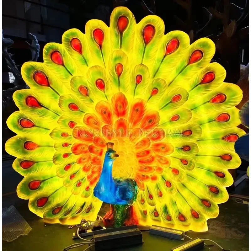 3D White Animal Sculpture Light LED Fiberglass Resin Christmas Landscape Garden Light, Home Hotel Villa Room Shopping Mall