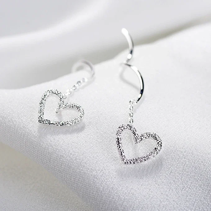 

MEETSOFT 925 серебряные длинные полые серьги-капли в форме сердца для модных женщин, ювелирные изделия, минималистичные аксессуары