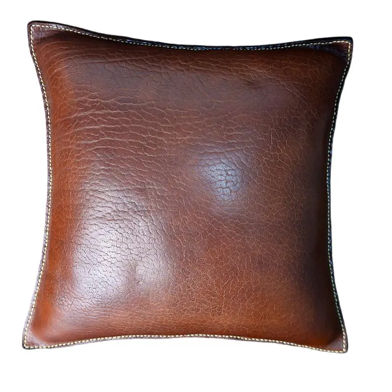 Best-selling Vintage Genuine Leather Top-grain Cowhide Backrest Pillow Handmade Sofa  Pillows