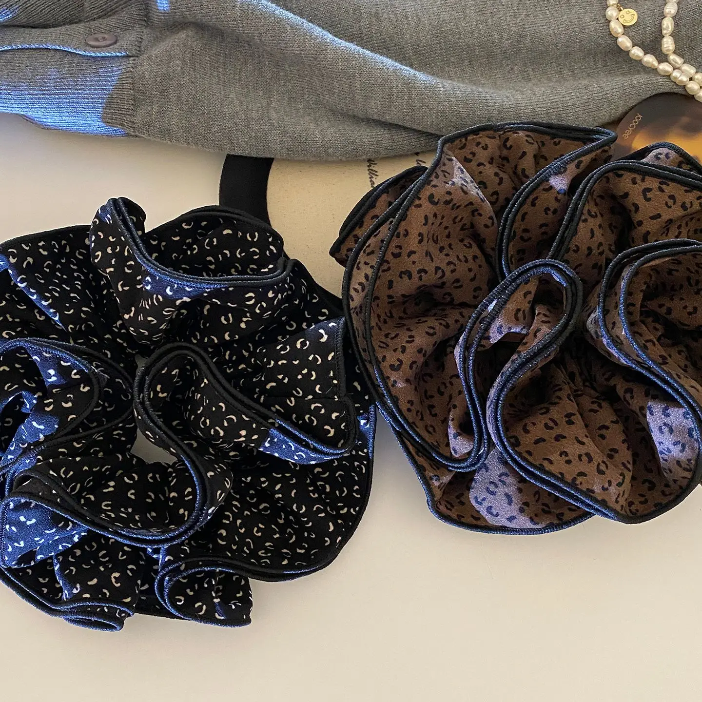 

Корейские четырехслойные ленты для волос в стиле ретро с леопардовым принтом, повязка для волос с толстой кишкой, универсальные модные веревки для волос, модные милые резинки