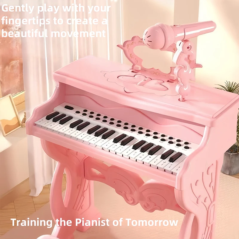 37 Keyboard Electronic Piano With Microphone Chair Song Musical Instrument Beginner Baby Boys Girls Kids Toys Christmas Gifts
