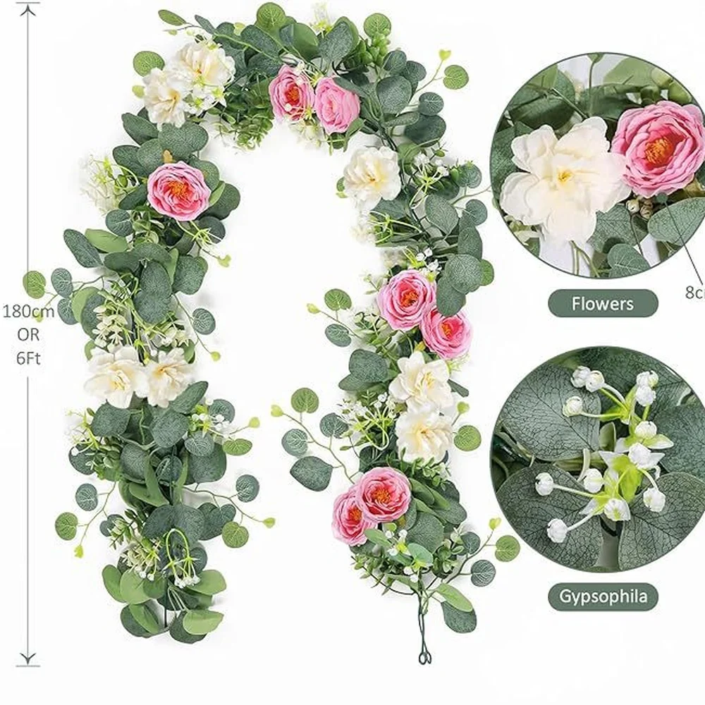 Realistic Hanging Artificial Rose Garland Silk Flower Vine Decor For Wedding Arch Indoor Home Backdrop Design Accessory