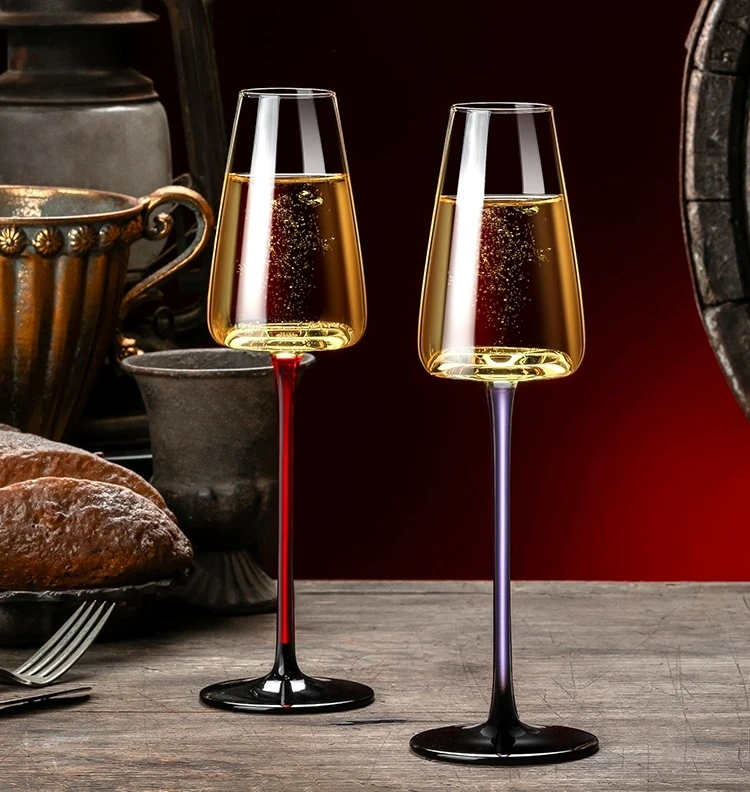 240ML Crystal Glass Champagne Goblet Pair Colour Support Cordial Wine Festival Ball Drinkware Banquet Tableware Restaurant