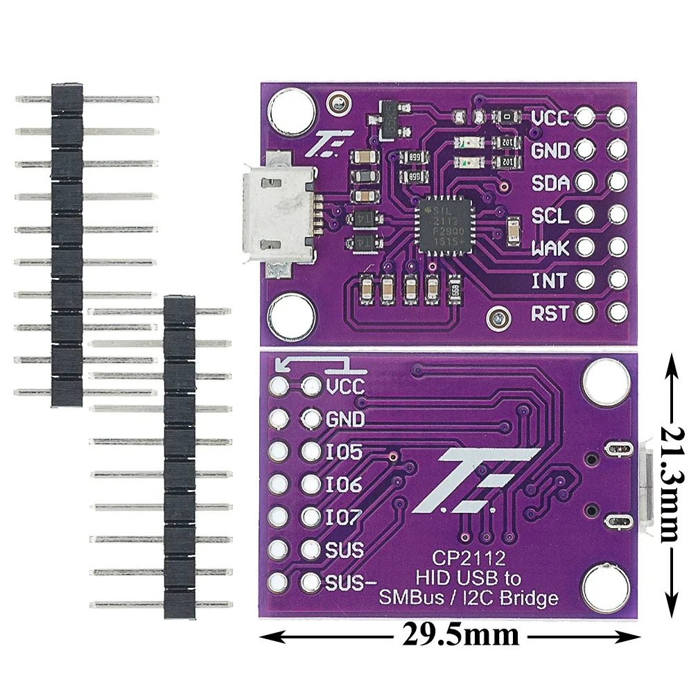 

CP2112 Debug Board USB to SMBus I2C Communication Module 2.0 MicroUSB 2112 Evaluation Kit for CCS811 Sensor Module