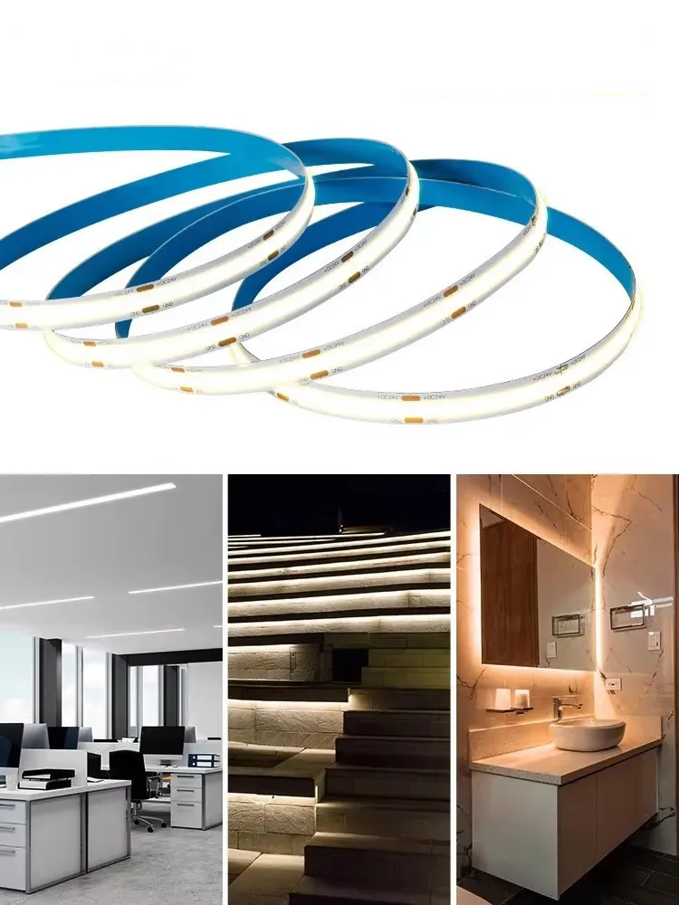 FCOB LED-Streifen Einfarbiger Streifen 10mm 528 LED Hohe Dichte Flexibler FOB COB Streifen RA90 2700k bis 6000k Warmweiß Neutralweiß Kaltweiß Linear Dimmbar 12V 24V 5m