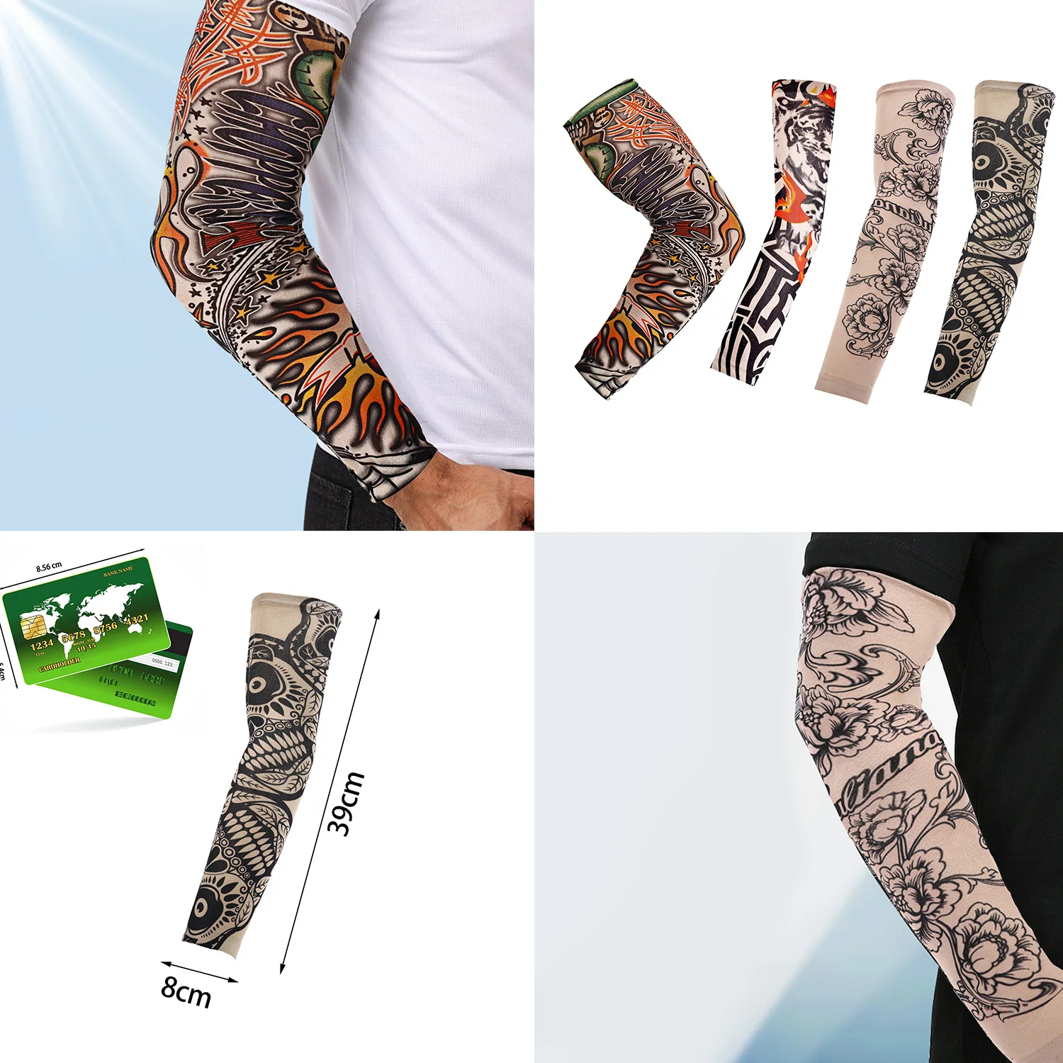 

1Pc Running New Summer Cooling UV Protection Outdoor Sport Flower Arm Sleeves Sun Protection Cover Tattoo Arm Sleeves Men Women