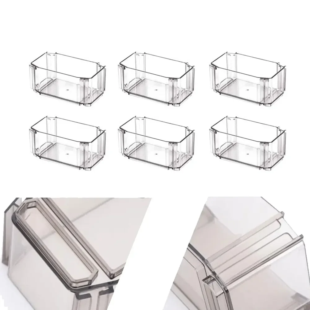 12*5.5*6.3cm 6PC Black Modular Drawer Storage Set Drawer Type Storage Box Four Layer Transparent Transparent Storage