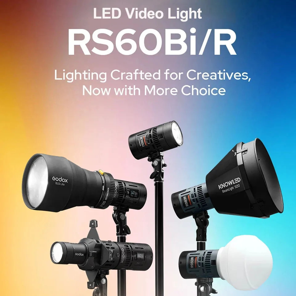 Godox RS60R RGB Full Color LED Monolight 2800-6500K Photography Fill Lighting  60W Video Light with APP Control