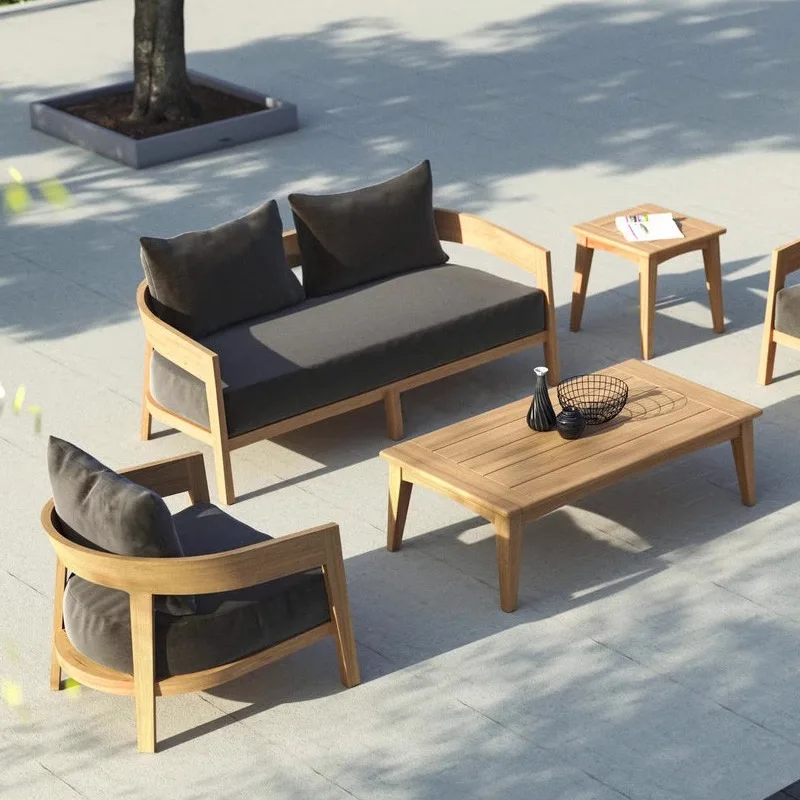 Nordic outdoor anti-corrosion teak sofa combination courtyard villa waterproof and sun protection designer aluminum alloy