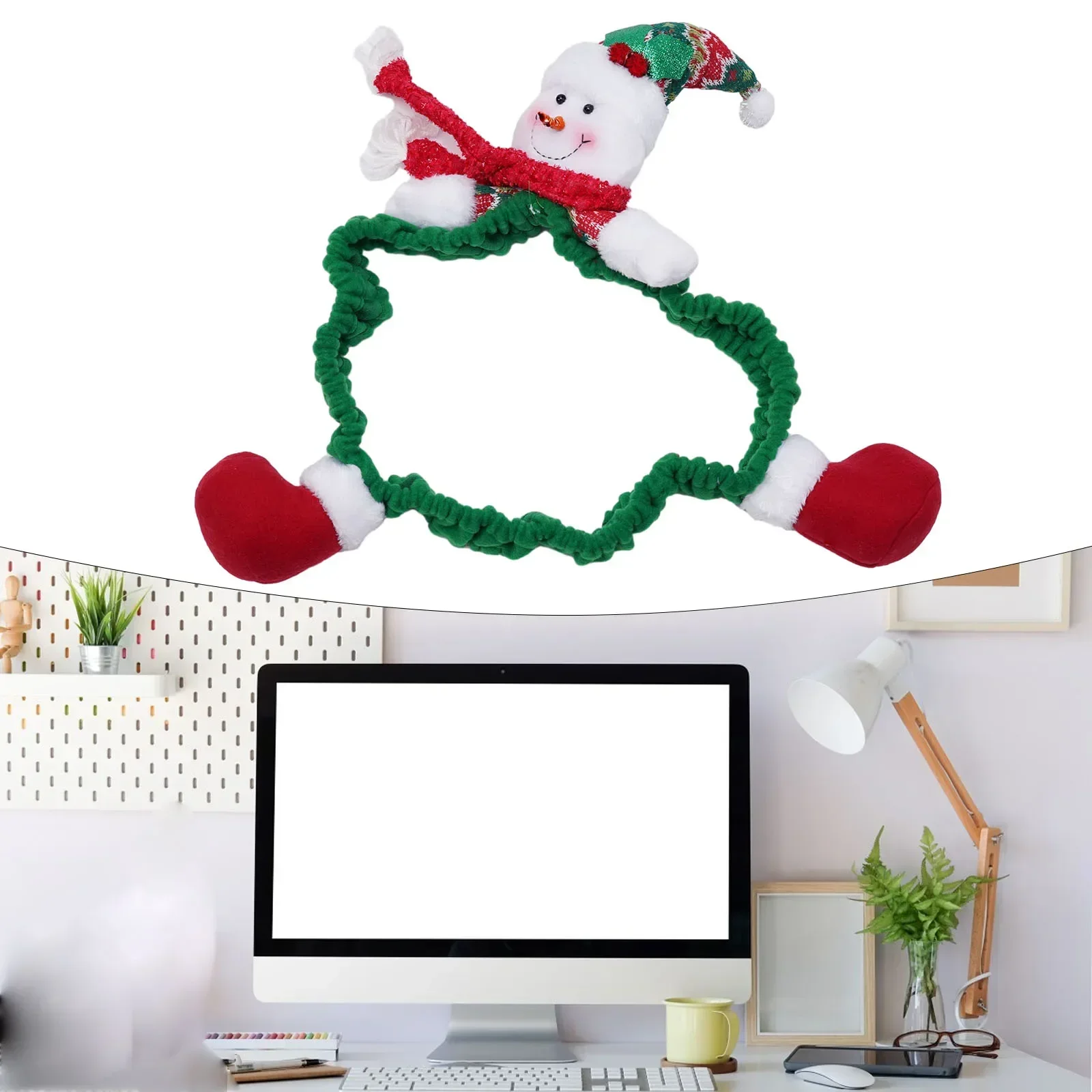 Home Office Monitor Decorating Christmas Motifs Colourful Exquisite Soft Non-woven TV Monitor Decor Case Cover