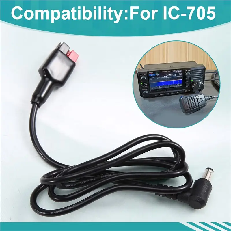 ABKI-For ICOM IC-705 Portable Short Wave Radio Head Conversion Plug DC Power Line Adapter Cable